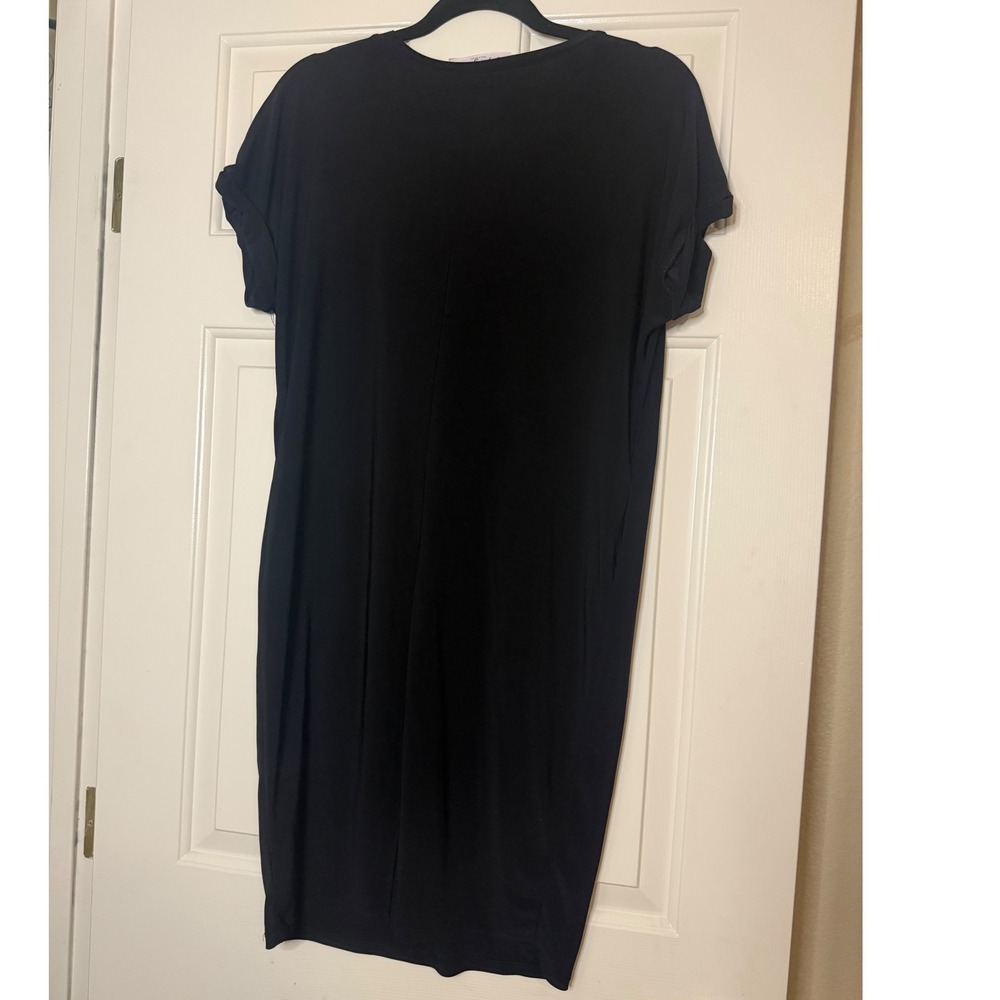 Brigitte Brianna Sexy Modest Black T-Shirt Dress Short Sleeve Rolled Cuff Small